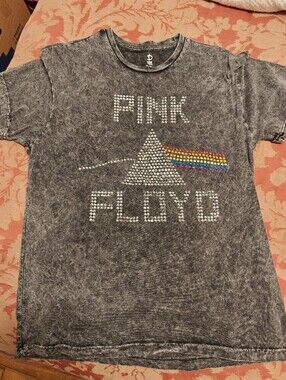 Pink Floyd Black Mineral-Wash Rhinestone Tee